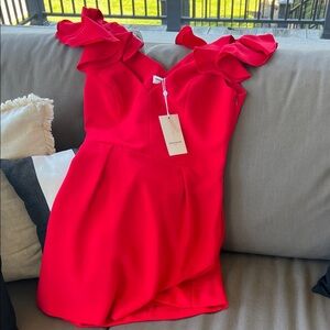 Amanda Uprichard Scarlet Ruffle Sleeve Dress